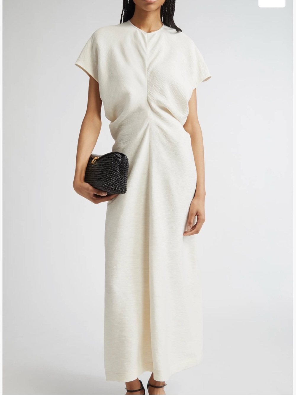 Toteme Cream Textured Short-Sleeve Maxi Dress